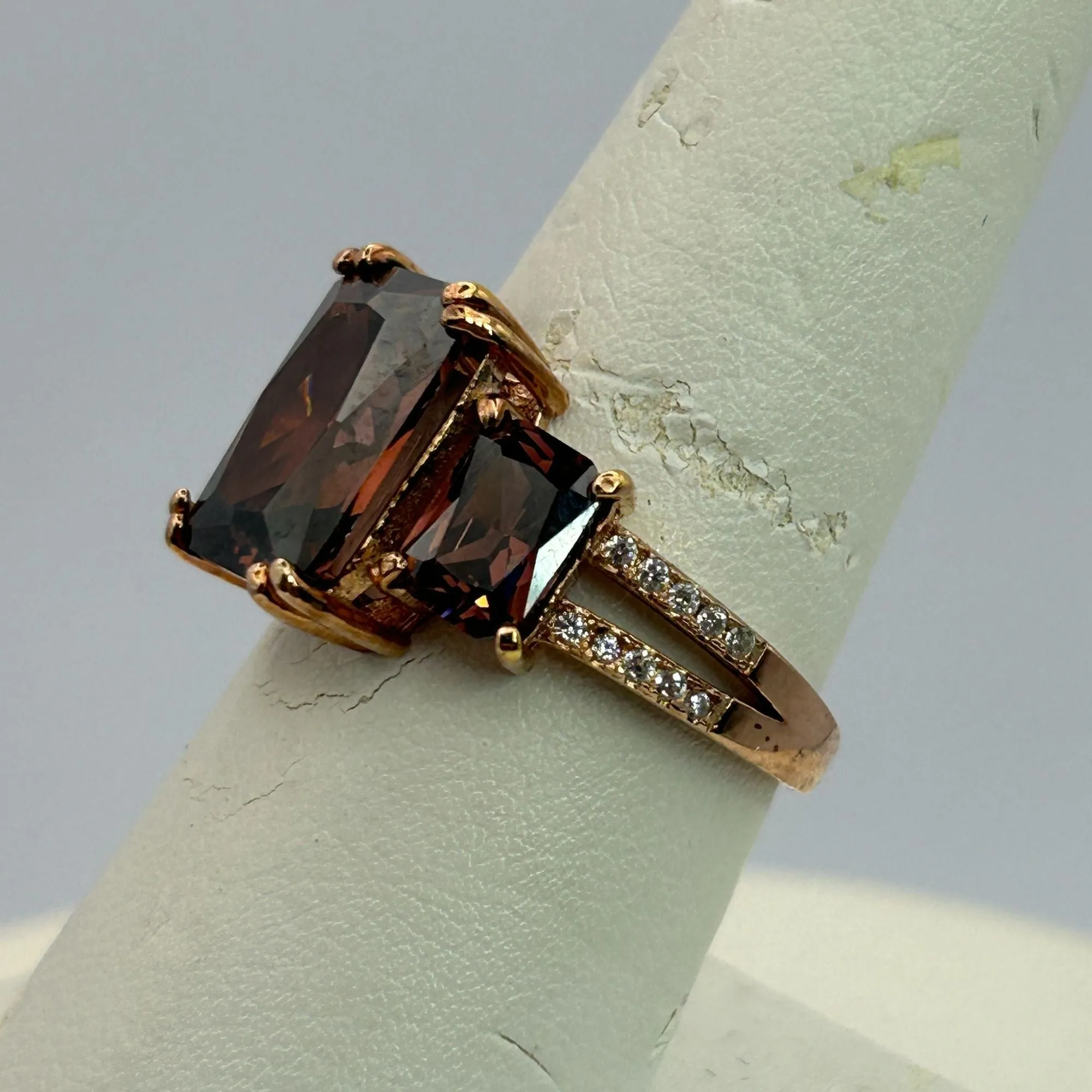 Blush And White Cubic Zirconia 18k Rose Gold Over Silver Ring 9.75ctw SIZE 8