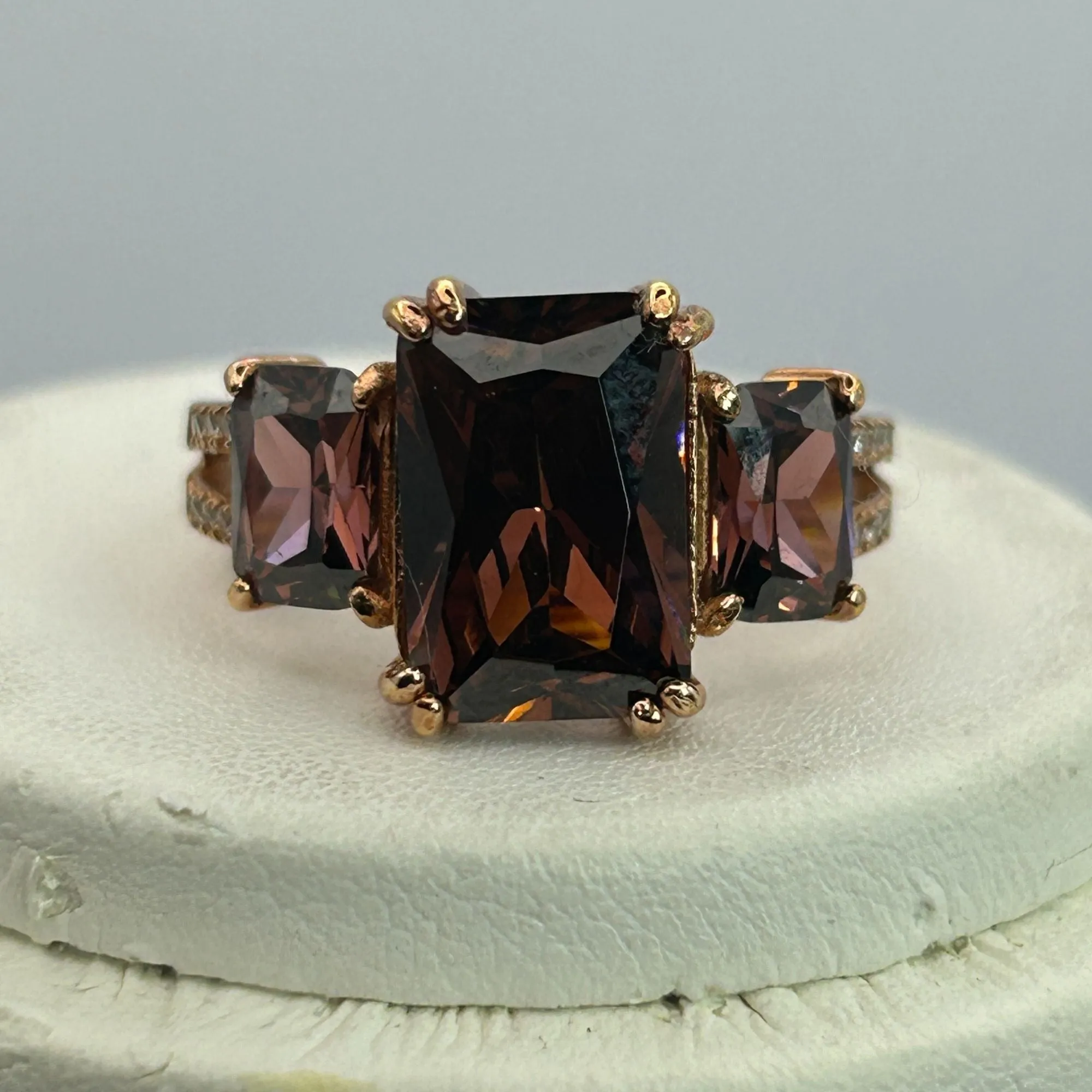 Blush And White Cubic Zirconia 18k Rose Gold Over Silver Ring 9.75ctw SIZE 8