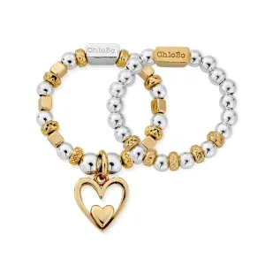 ChloBo Gold Plated Sterling Silver Inner Love Set of Two Rings