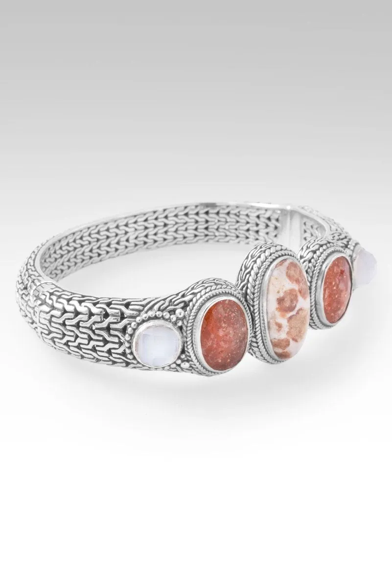 Choose Forgiveness Bangle Bracelet? in Garnet in Limestone, Orange Sunstone & White Moonstone