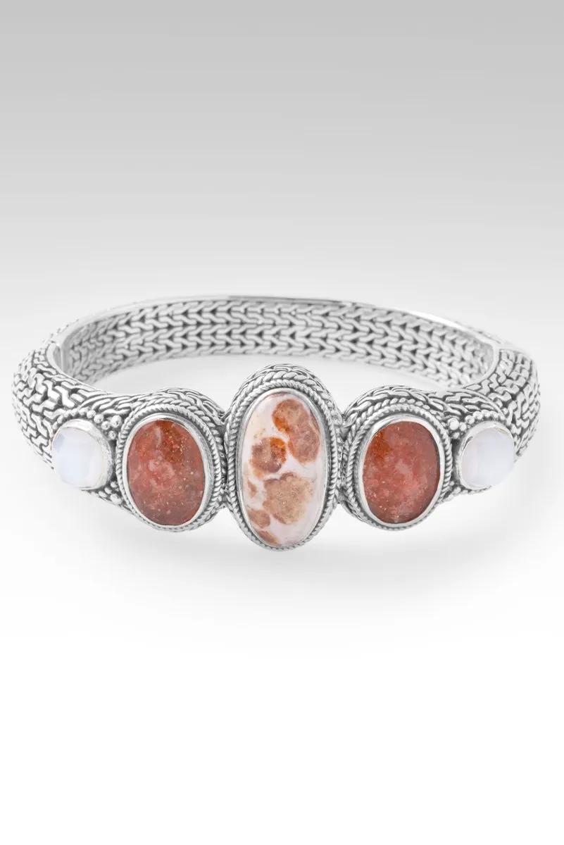 Choose Forgiveness Bangle Bracelet? in Garnet in Limestone, Orange Sunstone & White Moonstone