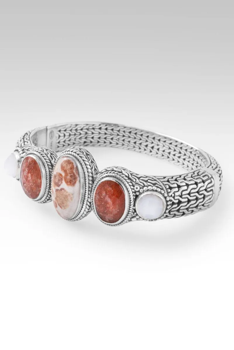 Choose Forgiveness Bangle Bracelet? in Garnet in Limestone, Orange Sunstone & White Moonstone