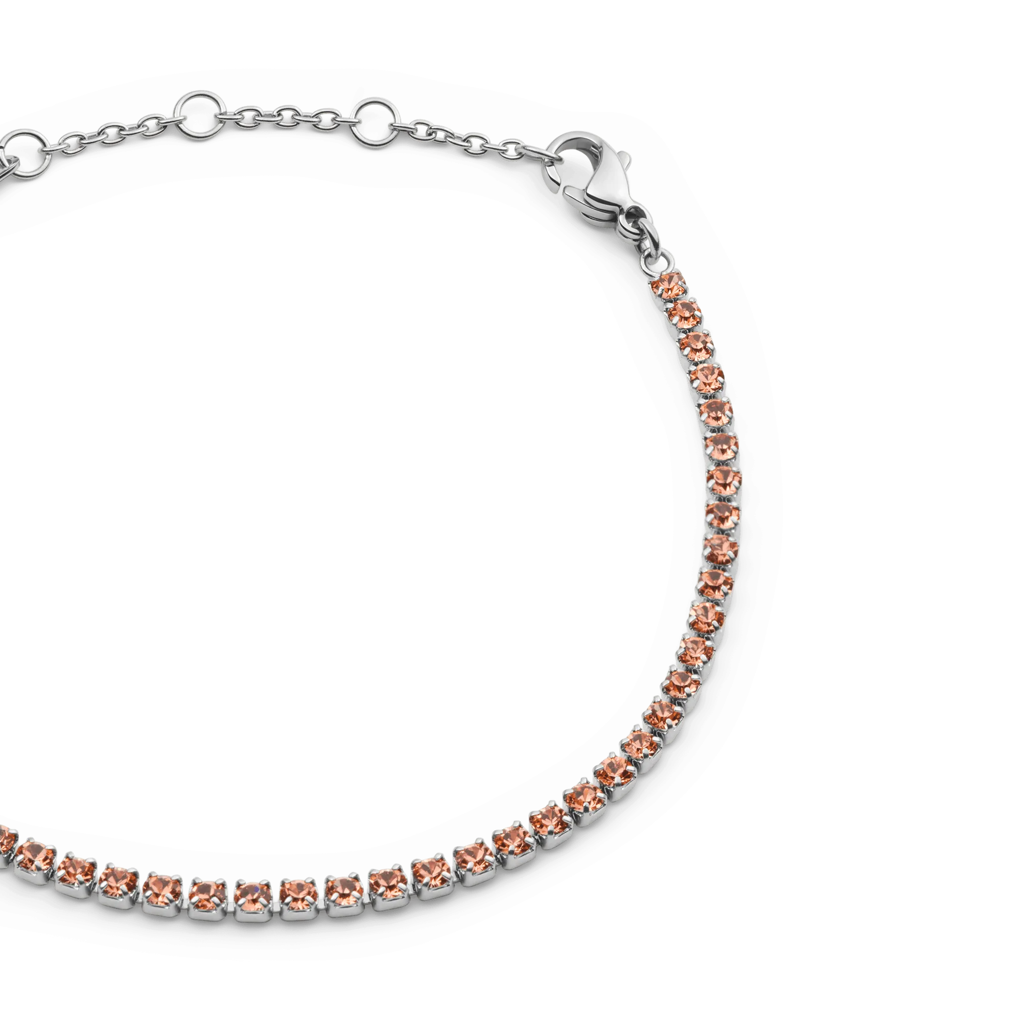 Classic Tennis Bracelet Apricot Silver