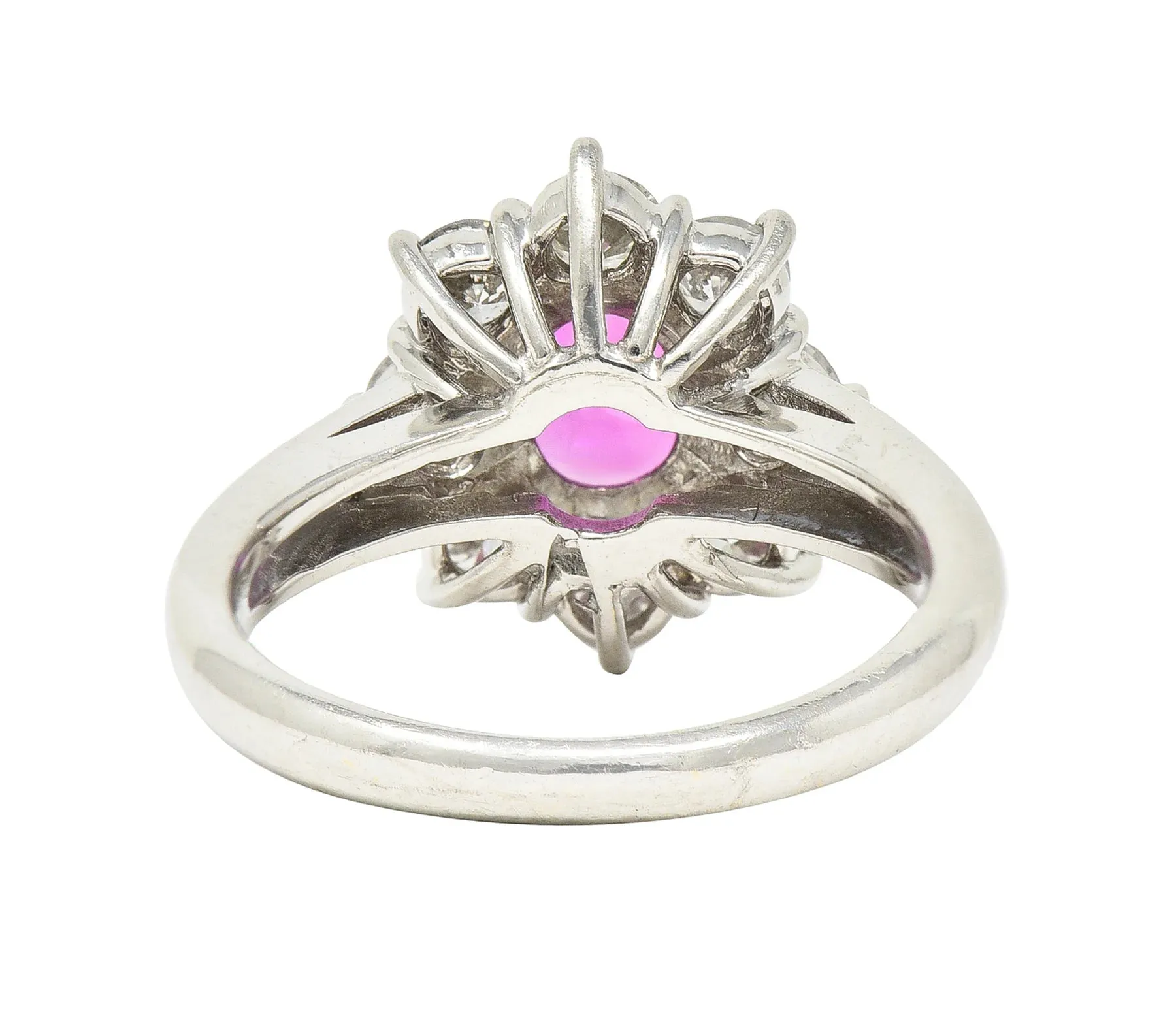 CONTEMPORARY 1.89 CTW OVAL CUT RUBY DIAMOND PLATINUM CLUSTER RING