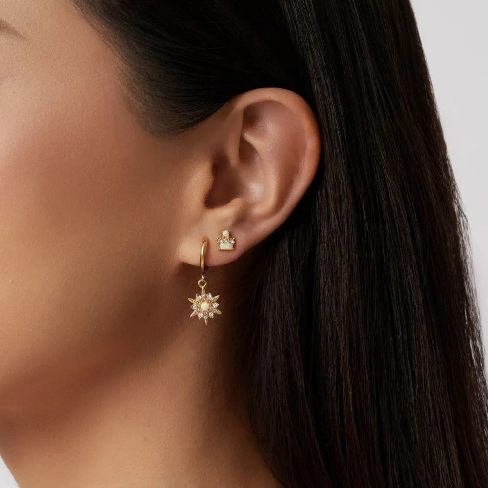 December Opal Hoop Earrings