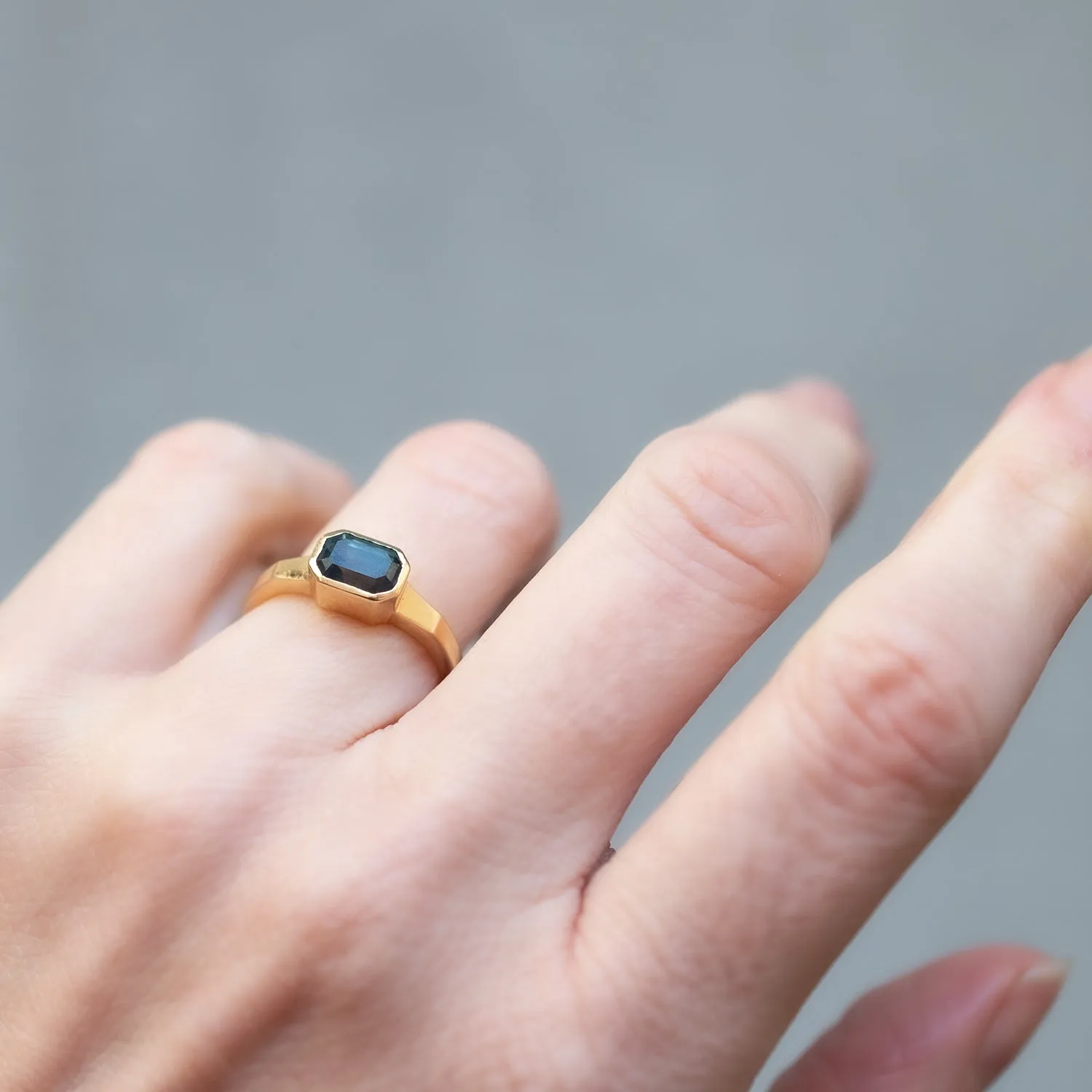 Deep Lagoon Sapphire Deco Ring