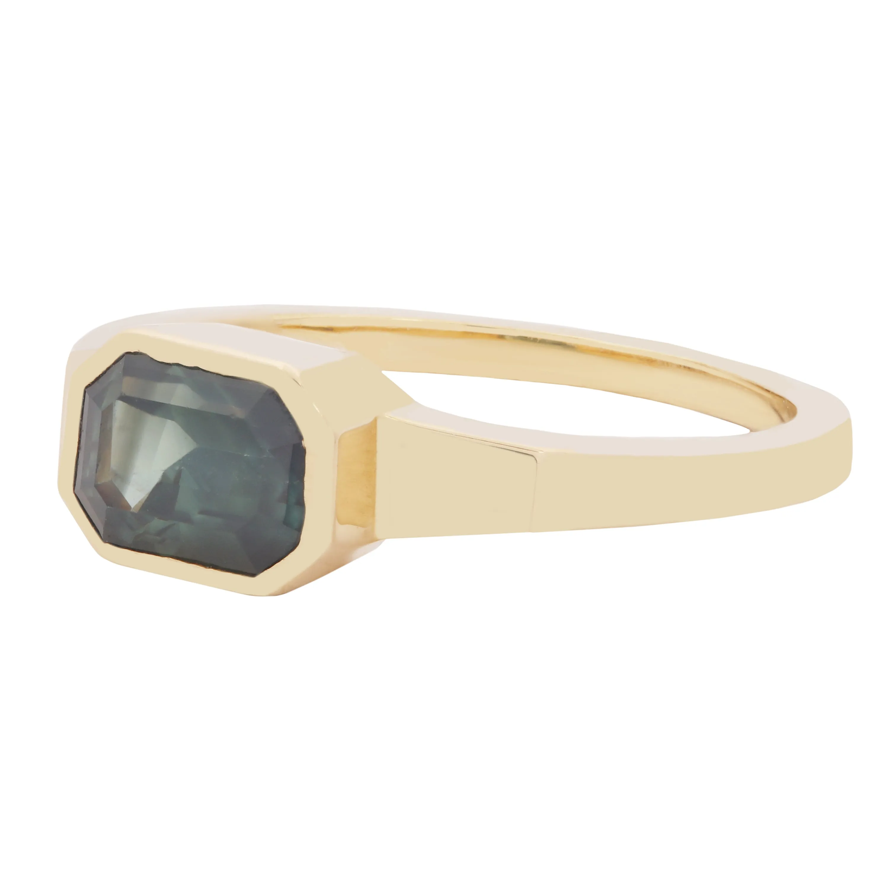 Deep Lagoon Sapphire Deco Ring