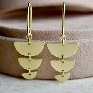 Descending Semi-Circle Brushed Drop Earrings