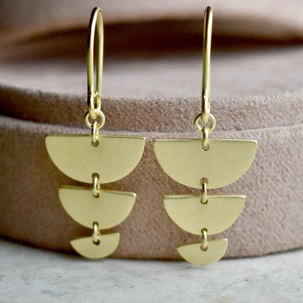 Descending Semi-Circle Brushed Drop Earrings