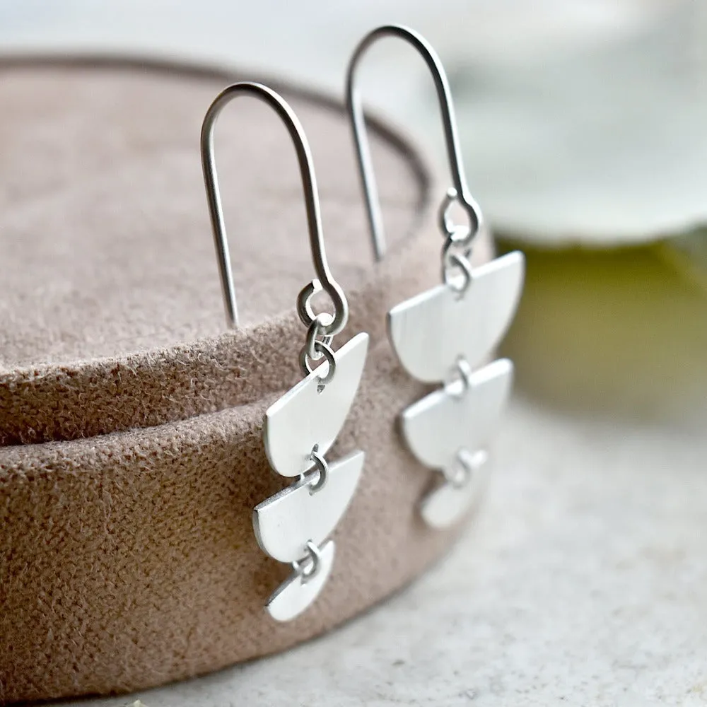 Descending Semi-Circle Brushed Drop Earrings