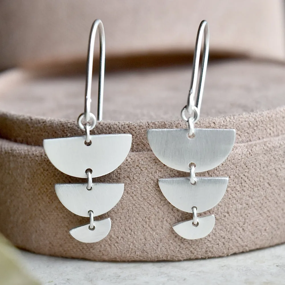 Descending Semi-Circle Brushed Drop Earrings