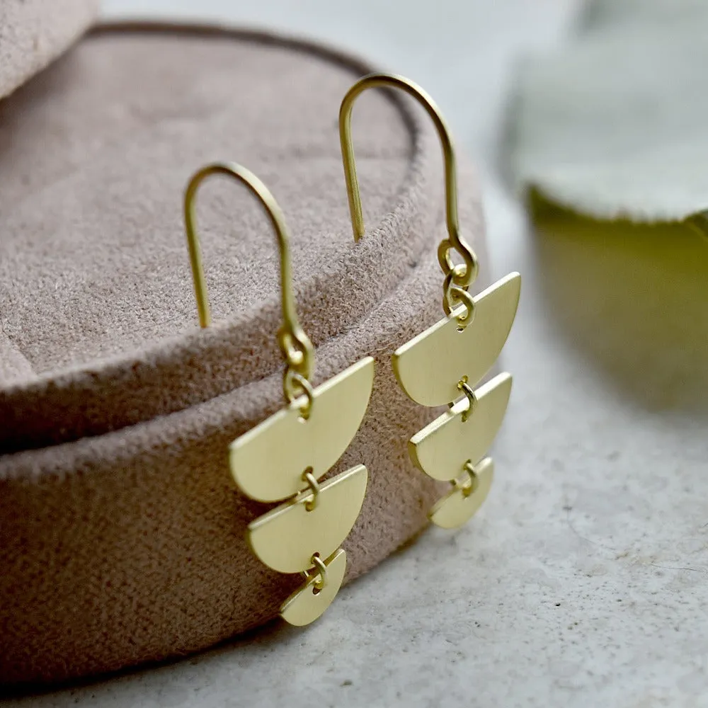 Descending Semi-Circle Brushed Drop Earrings