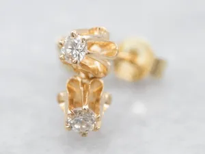 Diamond Buttercup Gold Stud Earrings