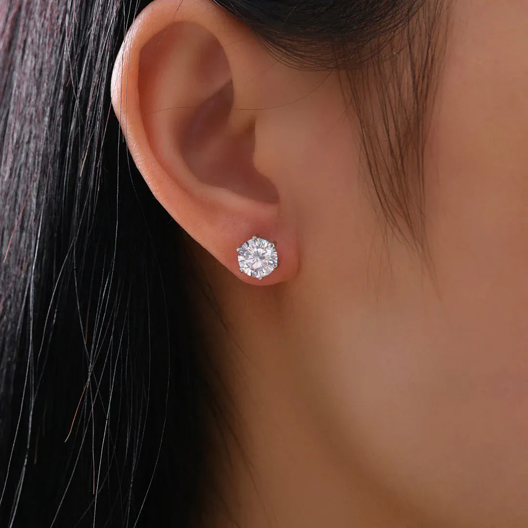 Diamond Crystalline 6 Prong Studs 6 Carat