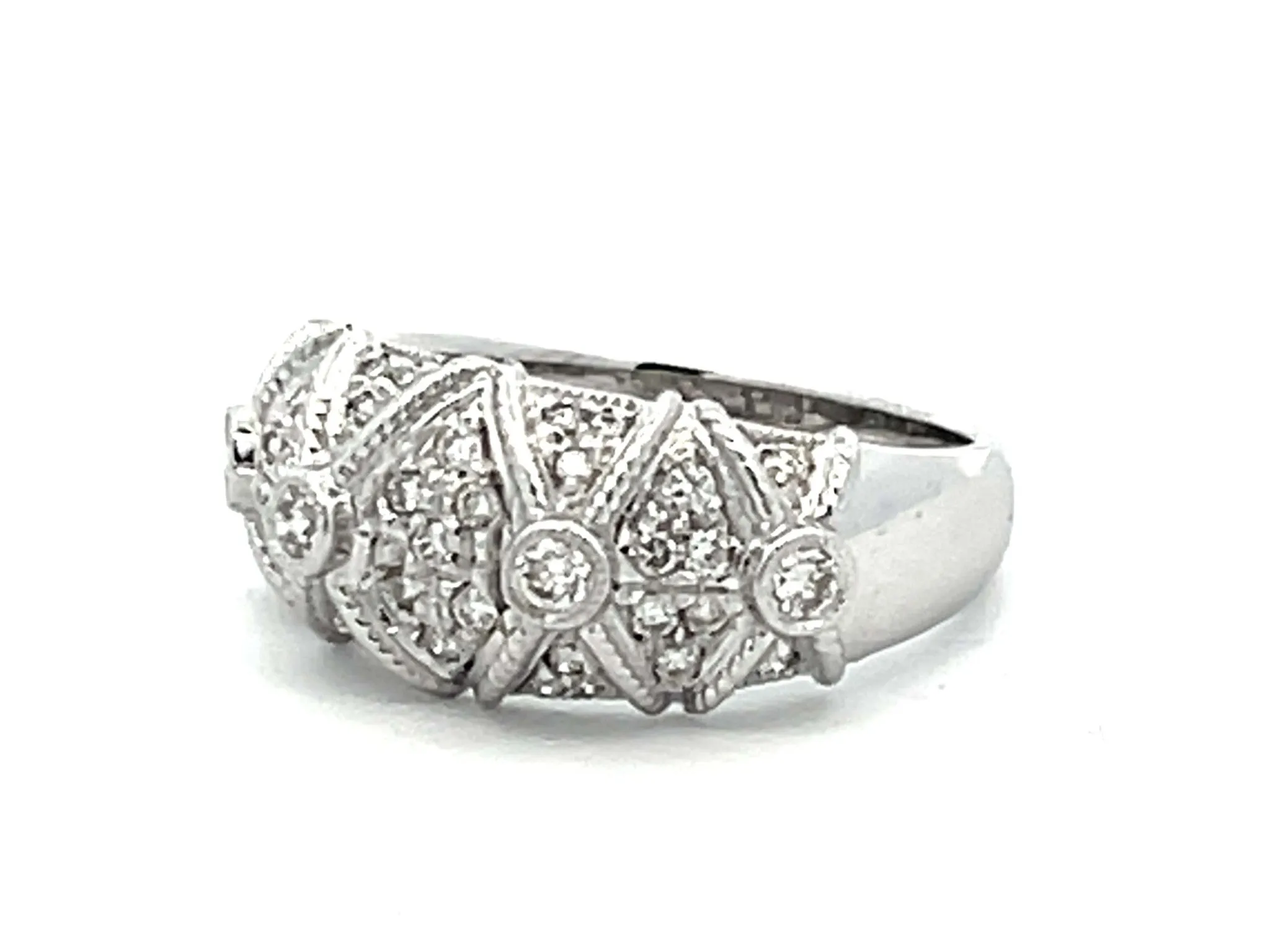 Diamond Geometric Dome Ring in 14k White Gold