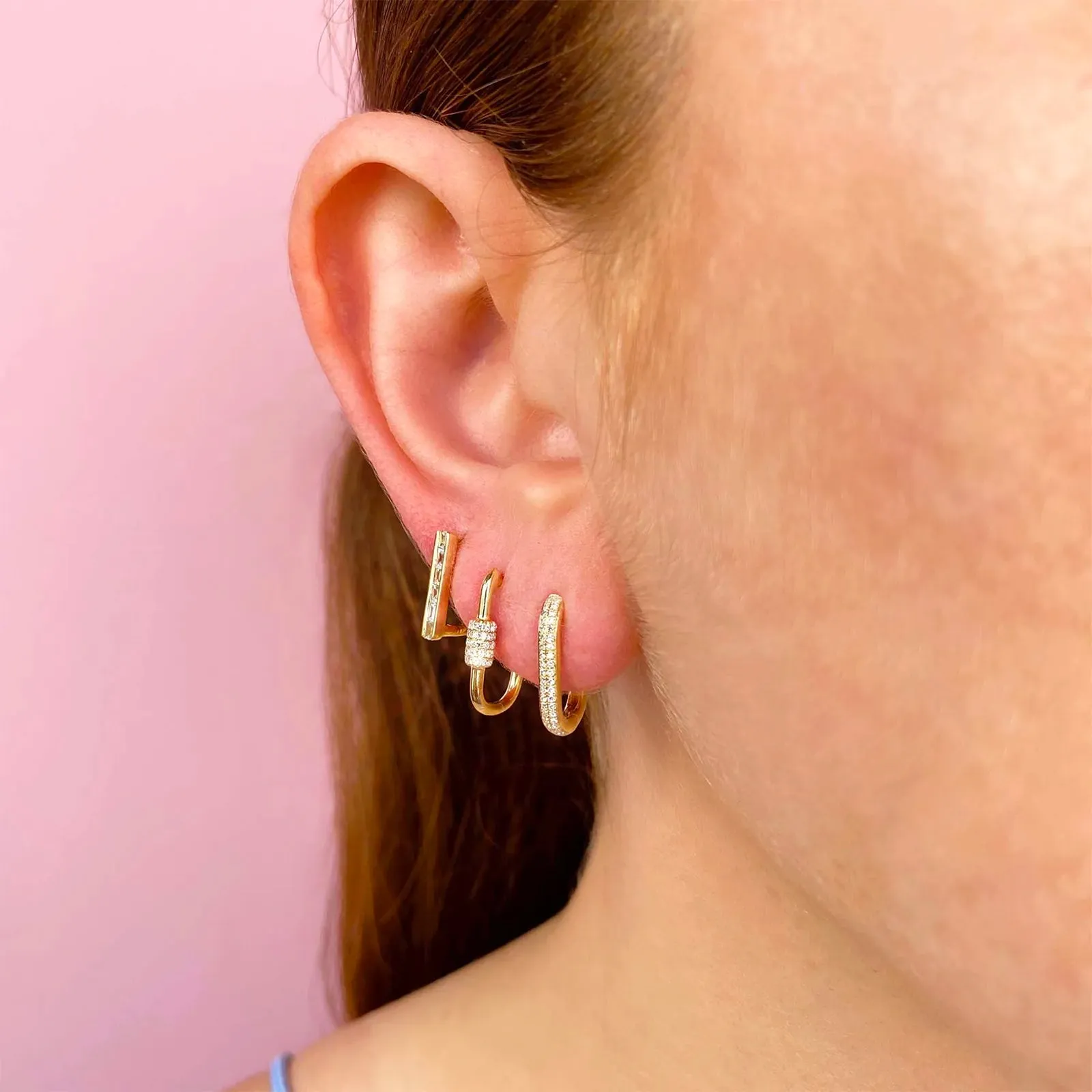 Diamond Oblong Hoop Earrings