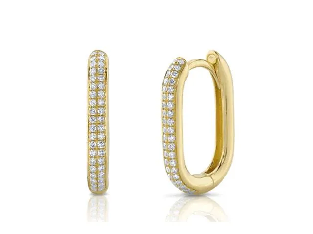 Diamond Oblong Hoop Earrings