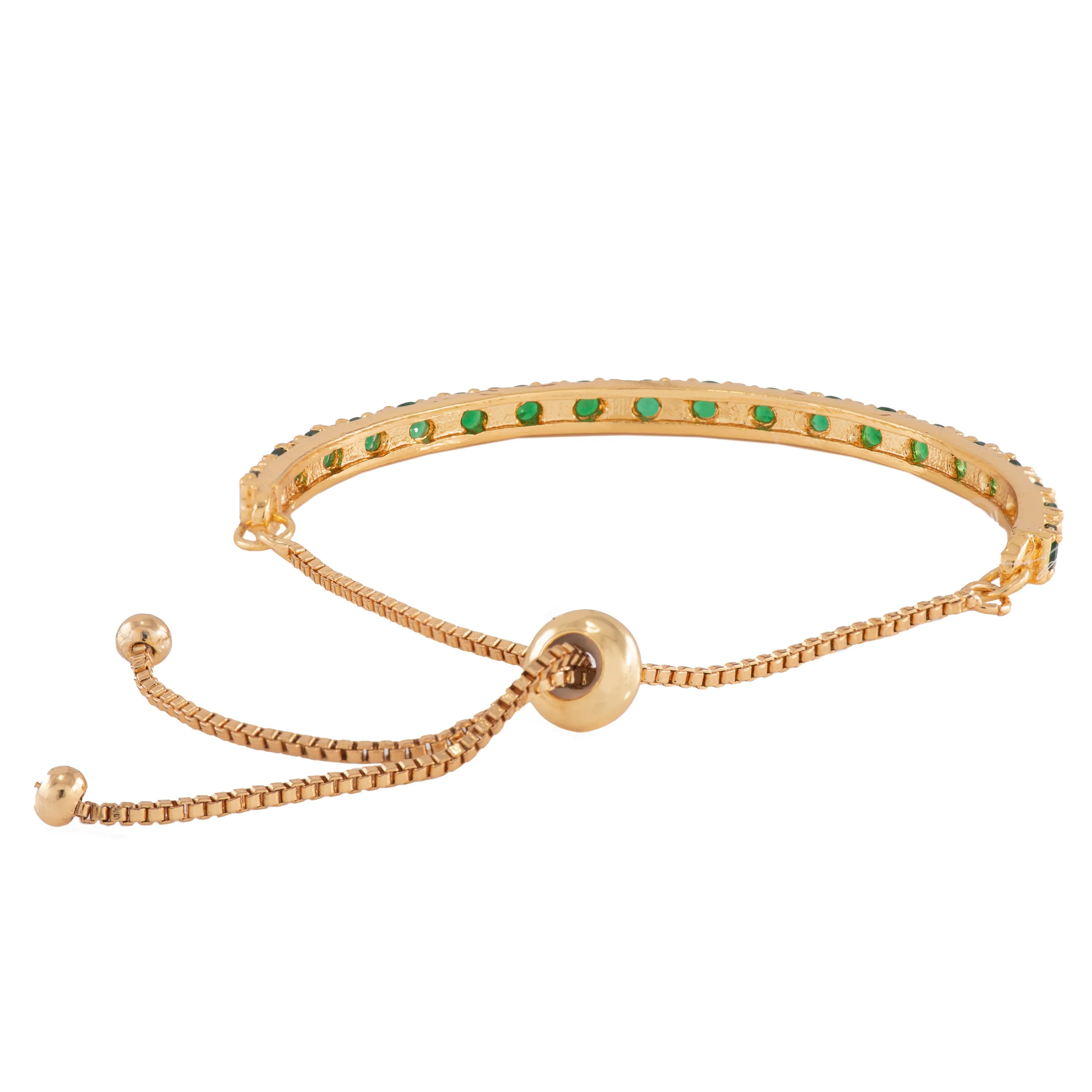Estele Gold Plated Green Candy Crystal Bracelet for Women( Adjustable)