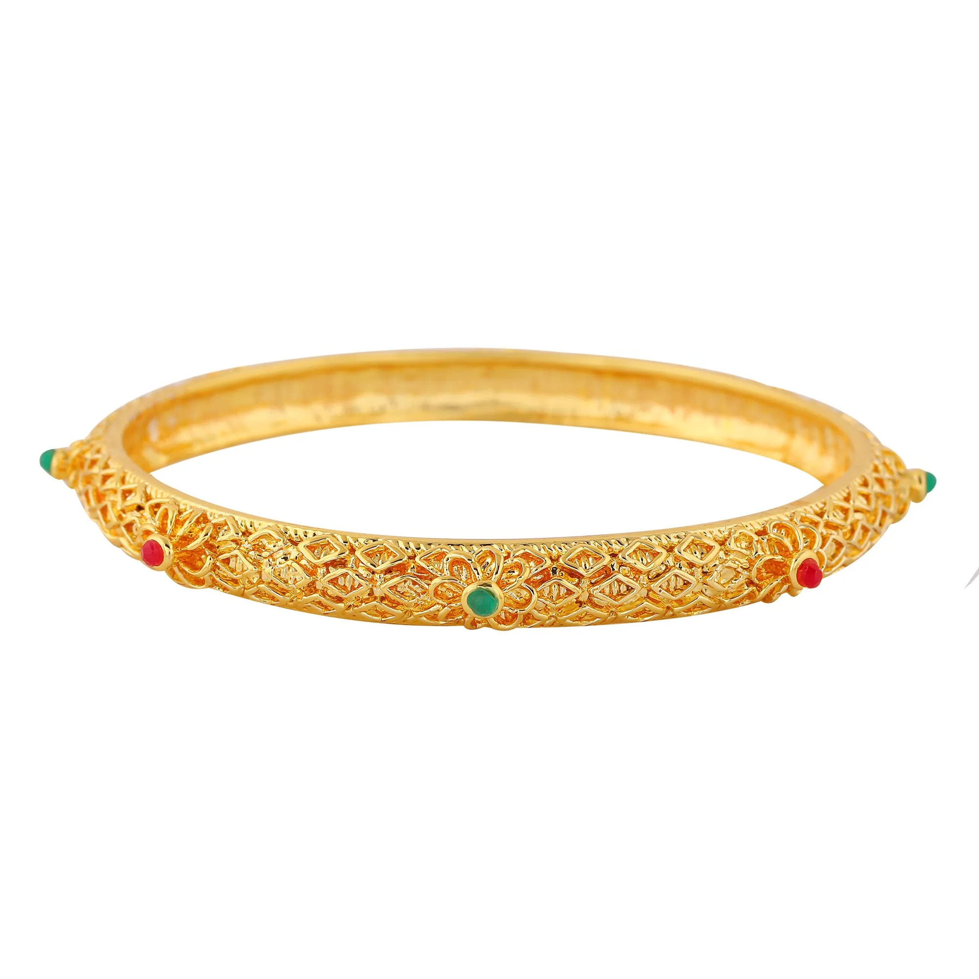 Estele Gold Plated Traditional 2:6 Size Bangles with Multi-Color Crystals for Women | A Timeless Addition to Your Jewelry Collection