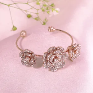 Estele Rose Collectiona??? Premium Rosegold Plated Rose Motif Cuff Bracelet: Timeless Floral Design for Womena??? Perfect Jewelry for Parties & Celebrations