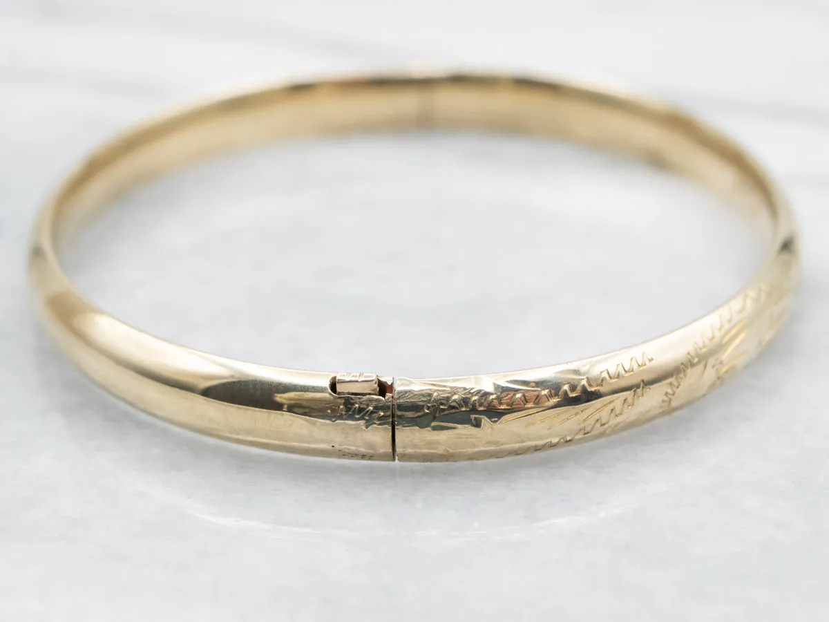 Etched Hinged Bangle Bracelet