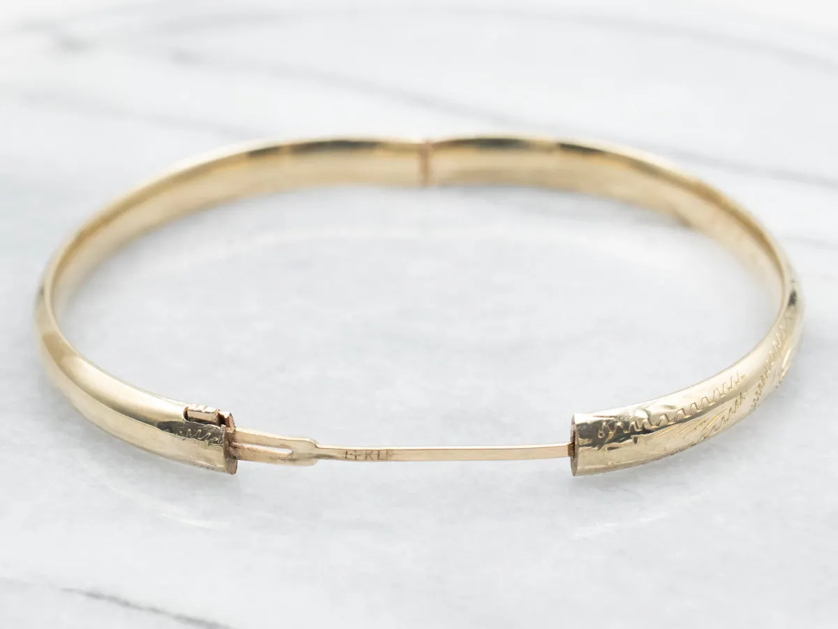 Etched Hinged Bangle Bracelet