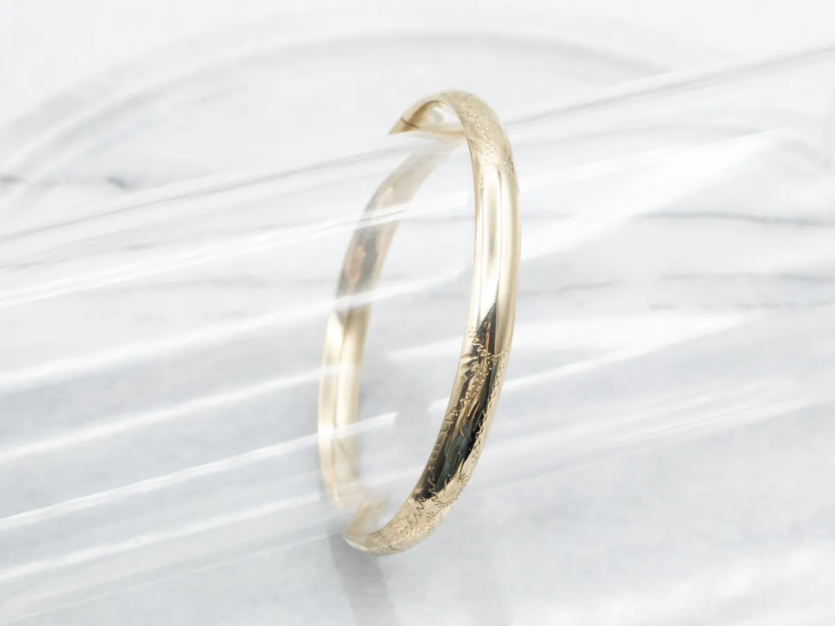 Etched Hinged Bangle Bracelet