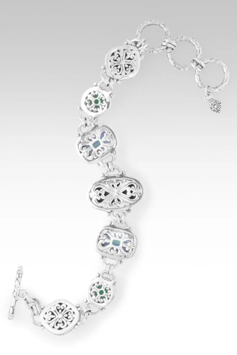 Faith is Confidence Bracelet? in Bali Waters Abalone, Dragon Wings? Mystic Quartz & Green Onyx