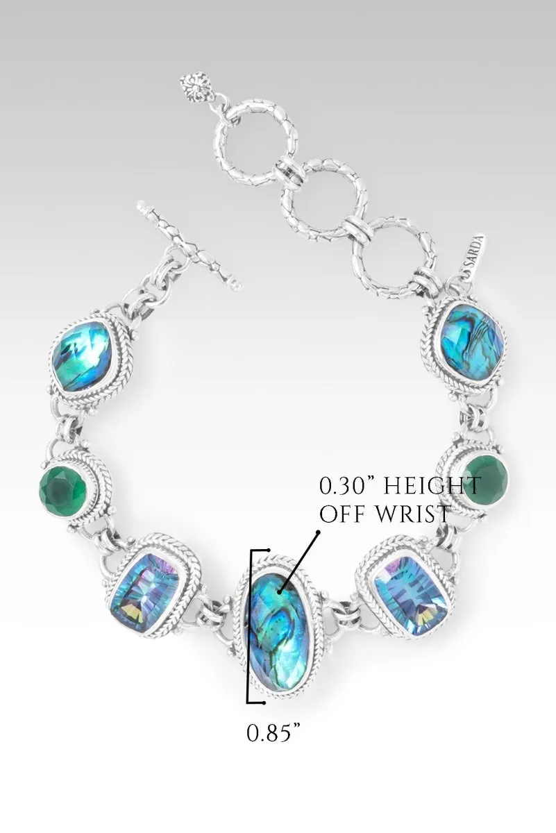 Faith is Confidence Bracelet? in Bali Waters Abalone, Dragon Wings? Mystic Quartz & Green Onyx