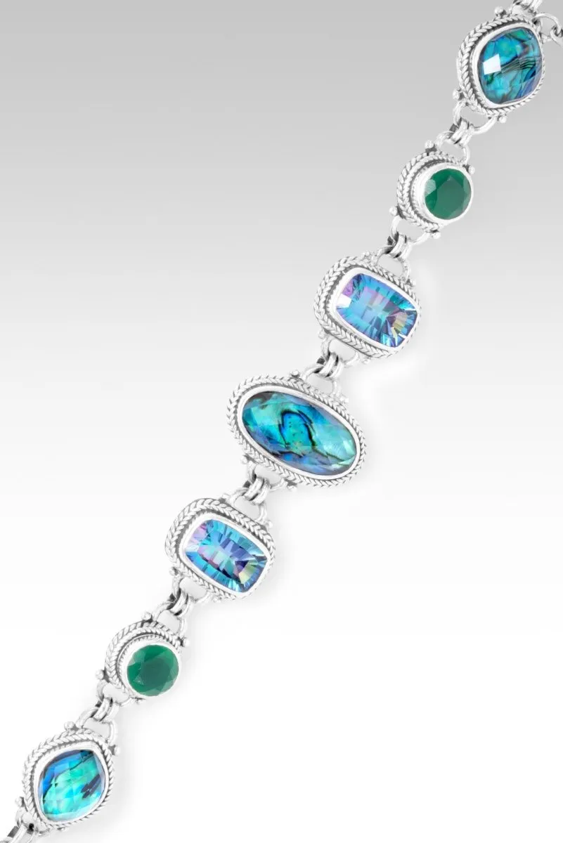 Faith is Confidence Bracelet? in Bali Waters Abalone, Dragon Wings? Mystic Quartz & Green Onyx