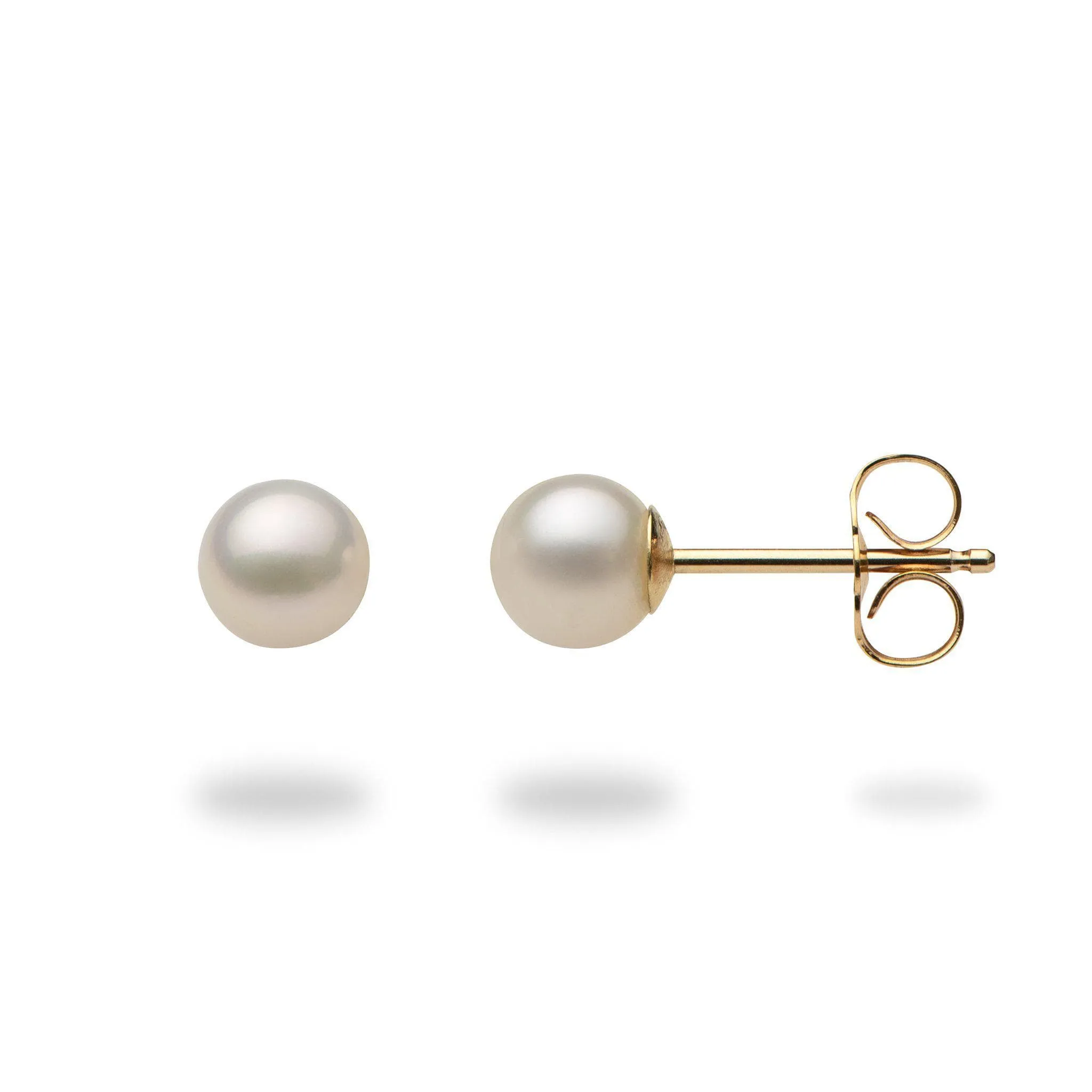 Freshwater White Pearl Earrings in Gold - 5-6mm