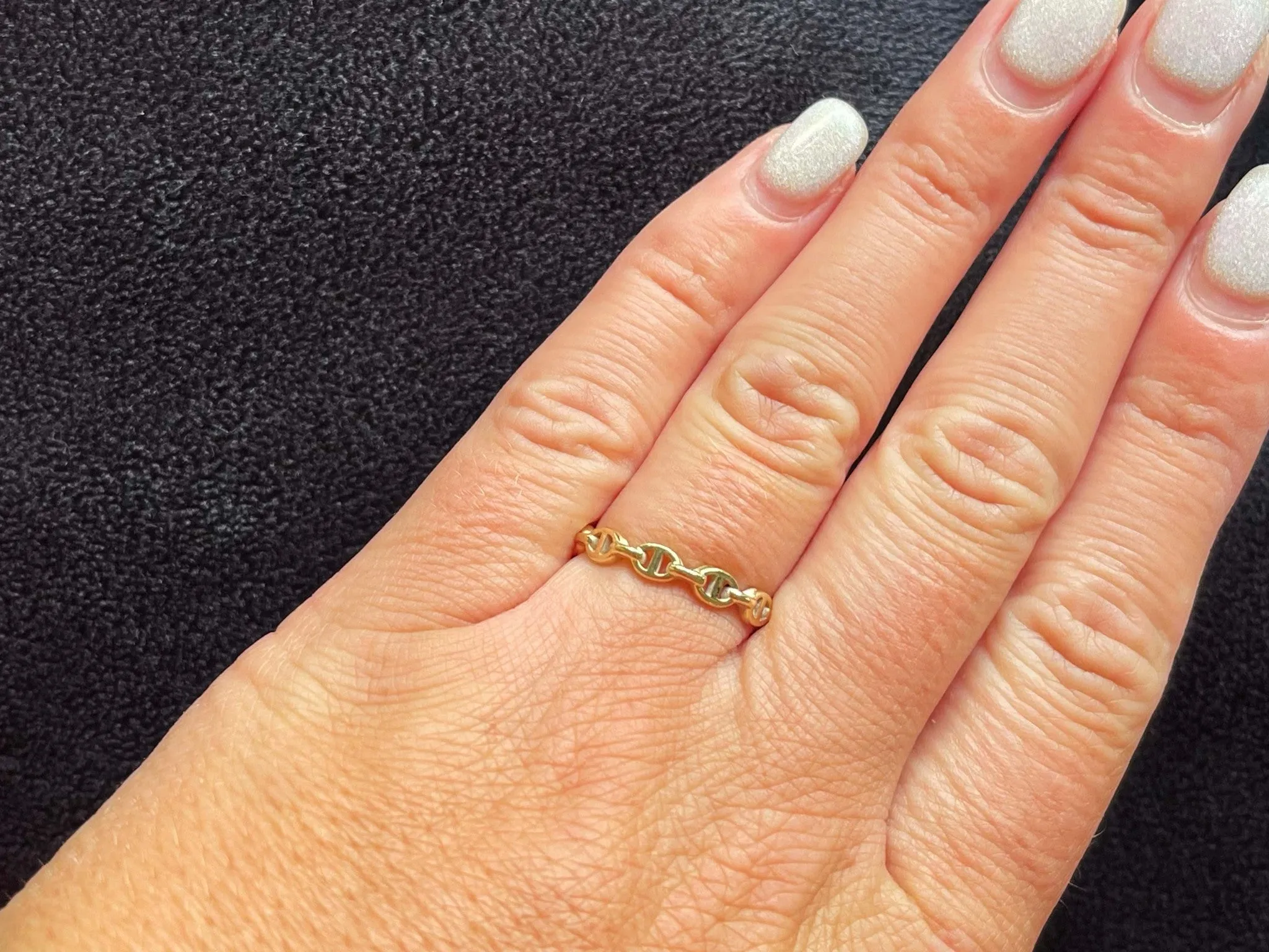 Gold Anchor Link Ring in 18k Yellow Gold