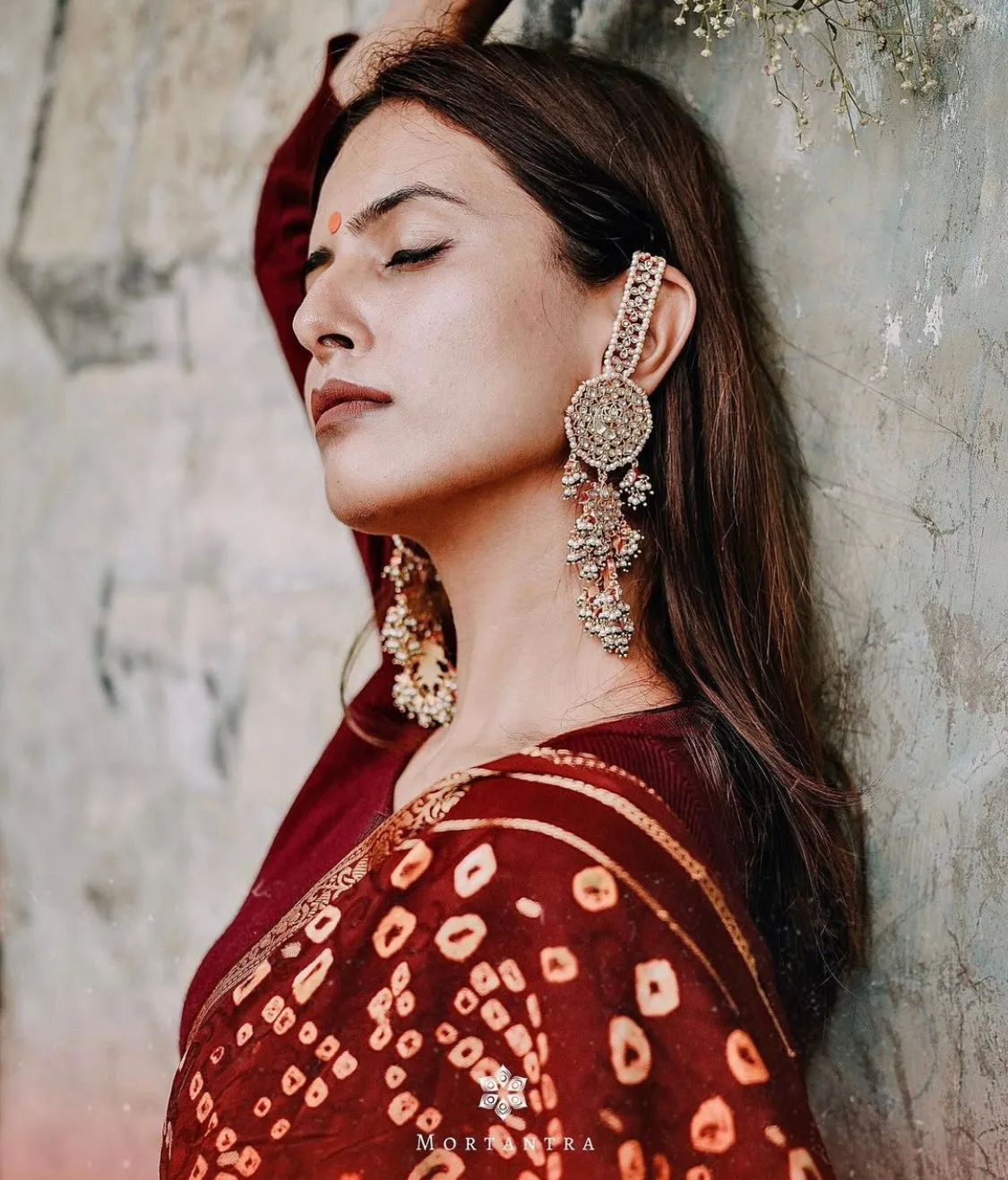Green Color Gold Plated Jadau Kundan Earrings - ME795