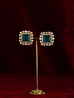 Green Color Gold Plated Moissanite Earrings - MO-EAR51