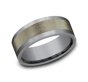 Grey Tantalum And Bronze Wired Finish 8mm Wedding Band