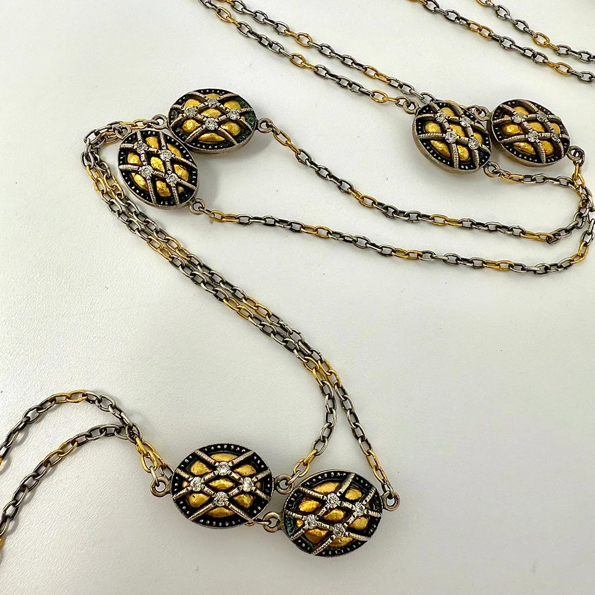 Gurhan 22K Gold and Anodized Silver Necklace with 88 Diamond