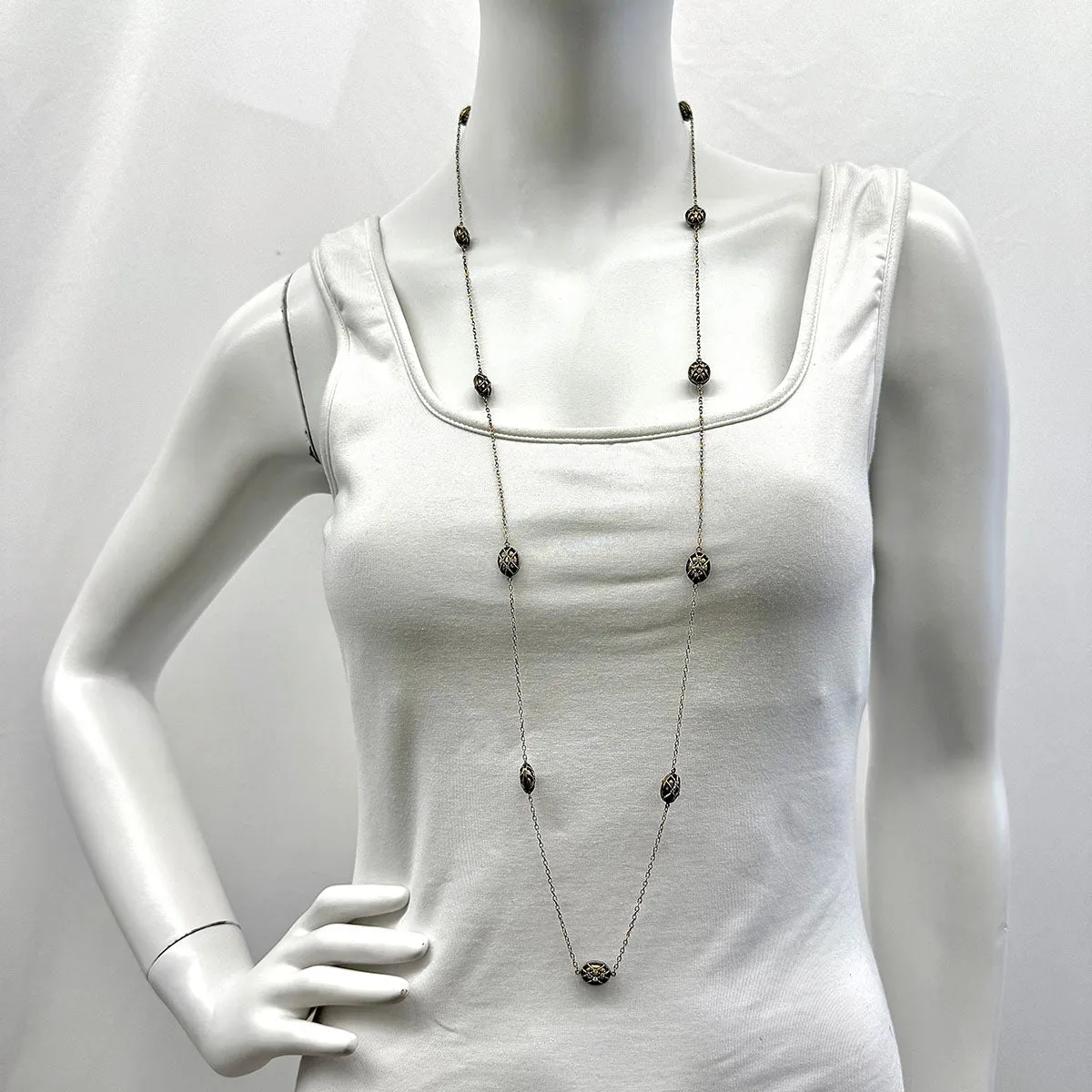 Gurhan 22K Gold and Anodized Silver Necklace with 88 Diamond