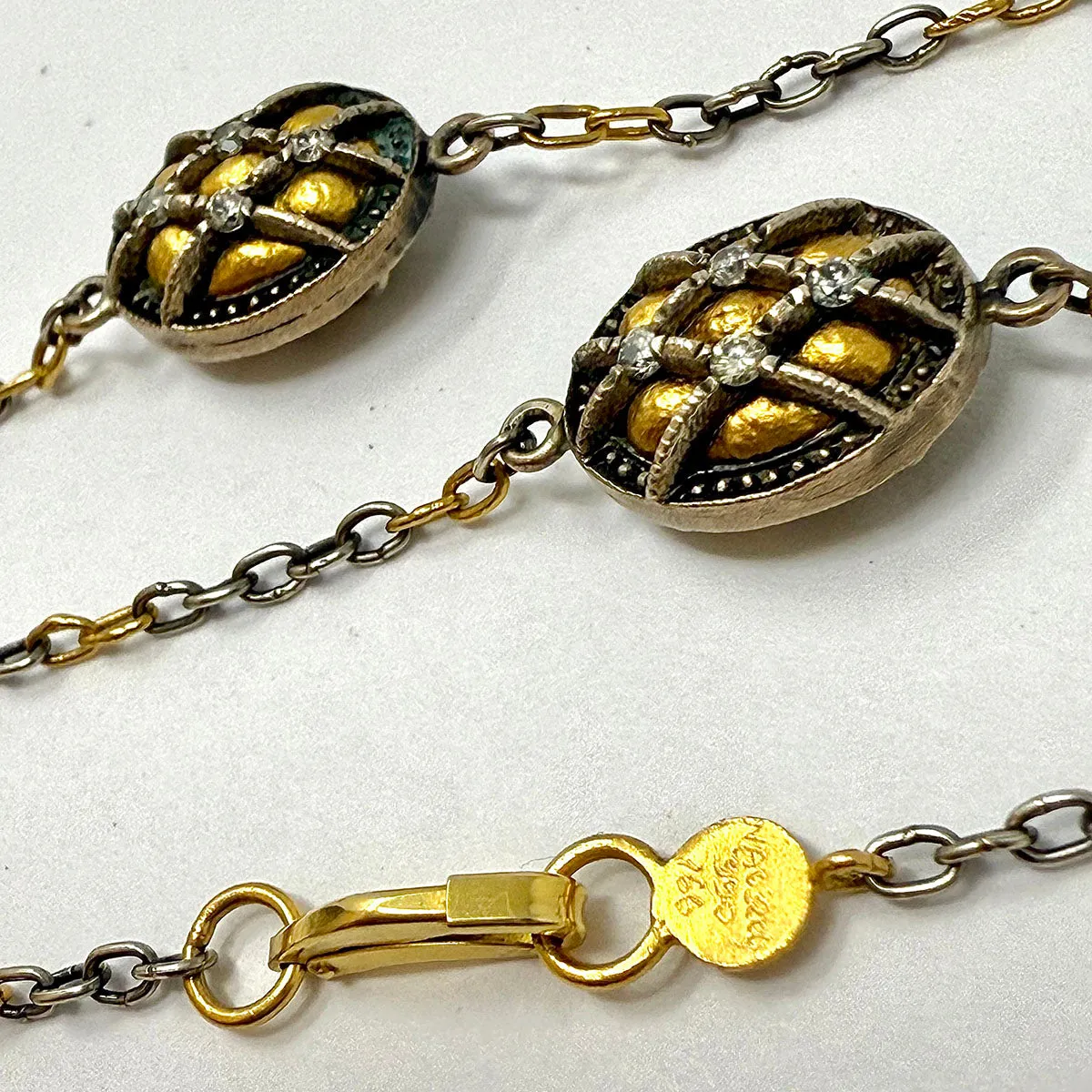 Gurhan 22K Gold and Anodized Silver Necklace with 88 Diamond