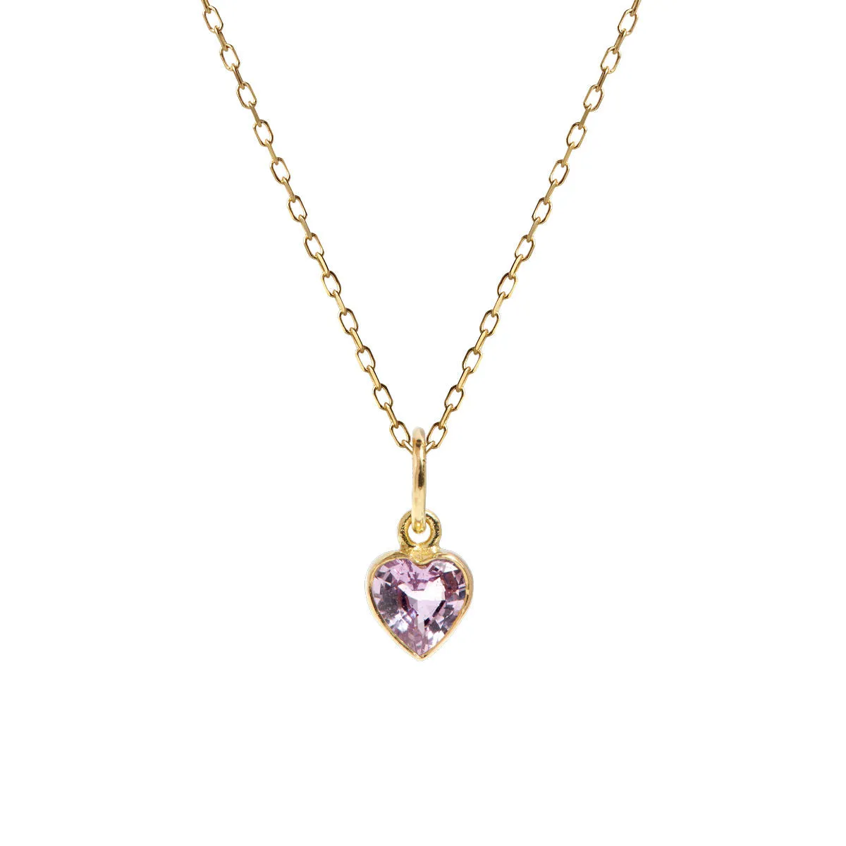 Heart Pink 18K Gold Necklace w. Sapphire
