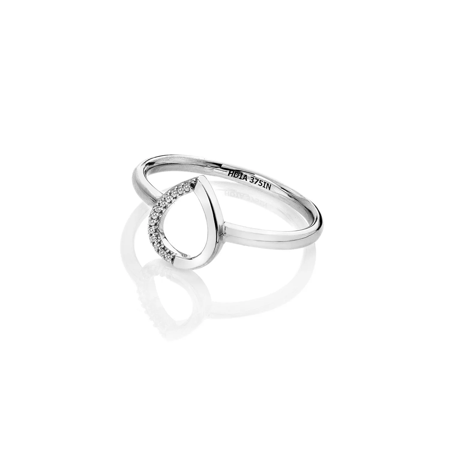 Hot Diamonds Teardrop 9ct White Gold Ring D
