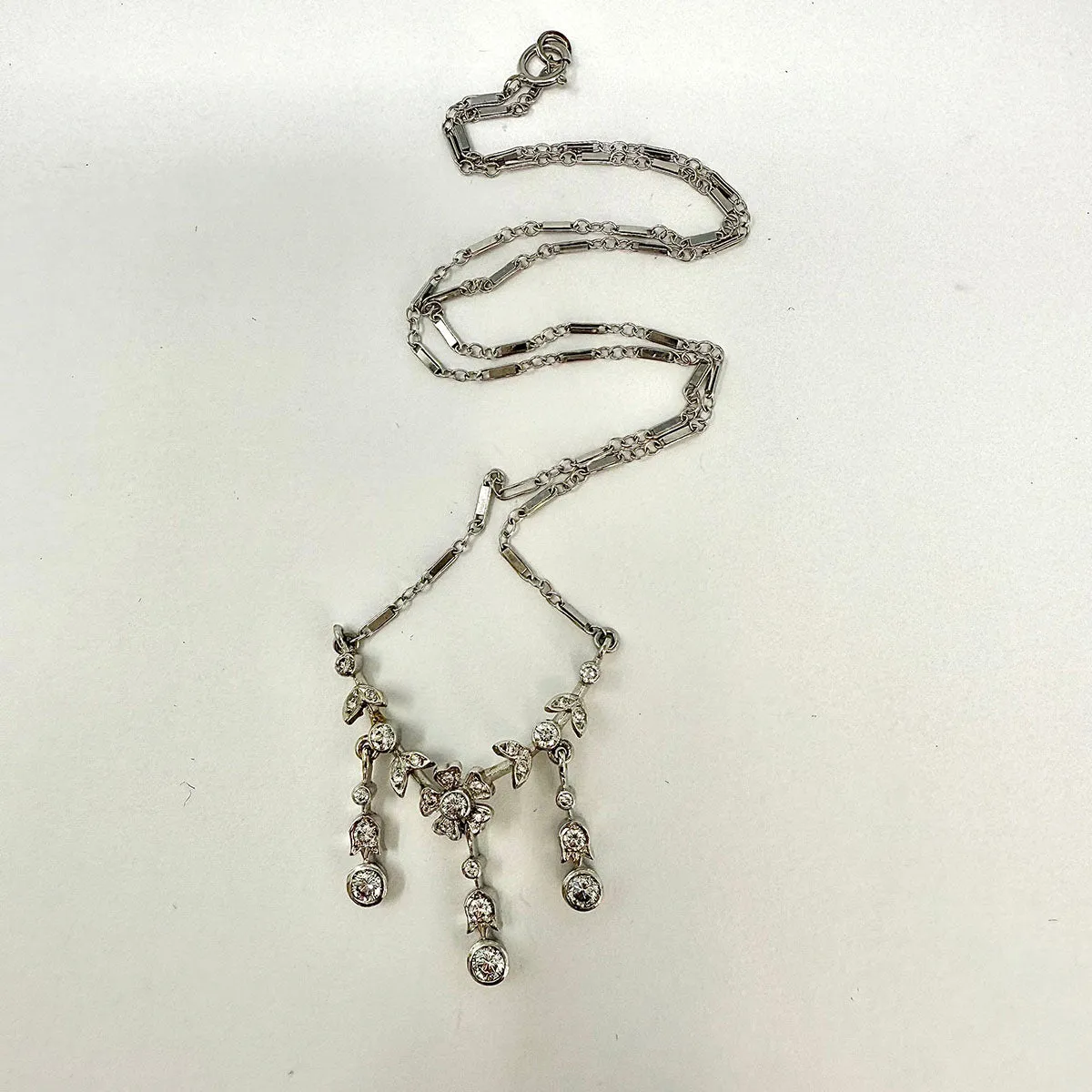 K. Goldschmidt 14K White Gold Necklace with 27 Diamonds