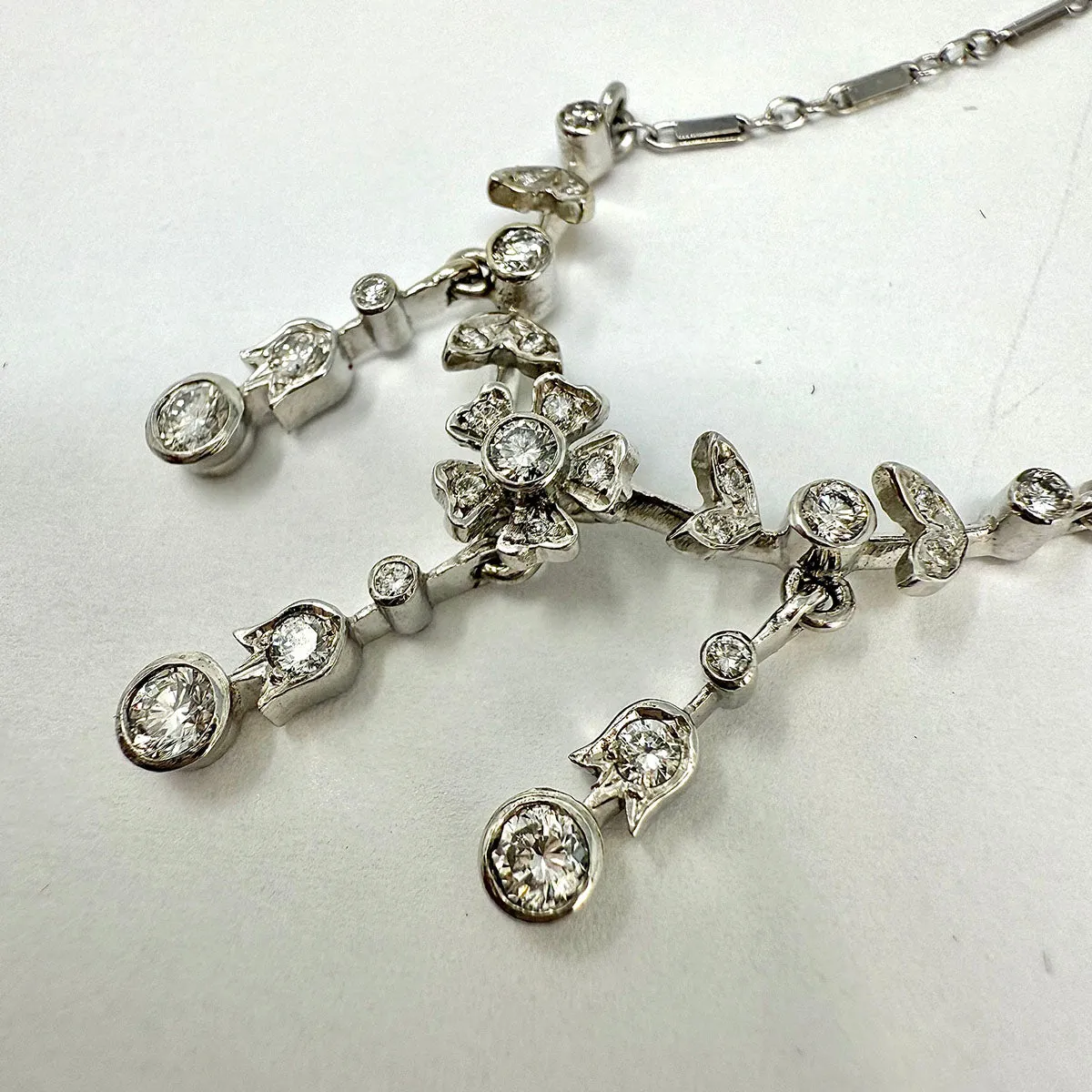 K. Goldschmidt 14K White Gold Necklace with 27 Diamonds