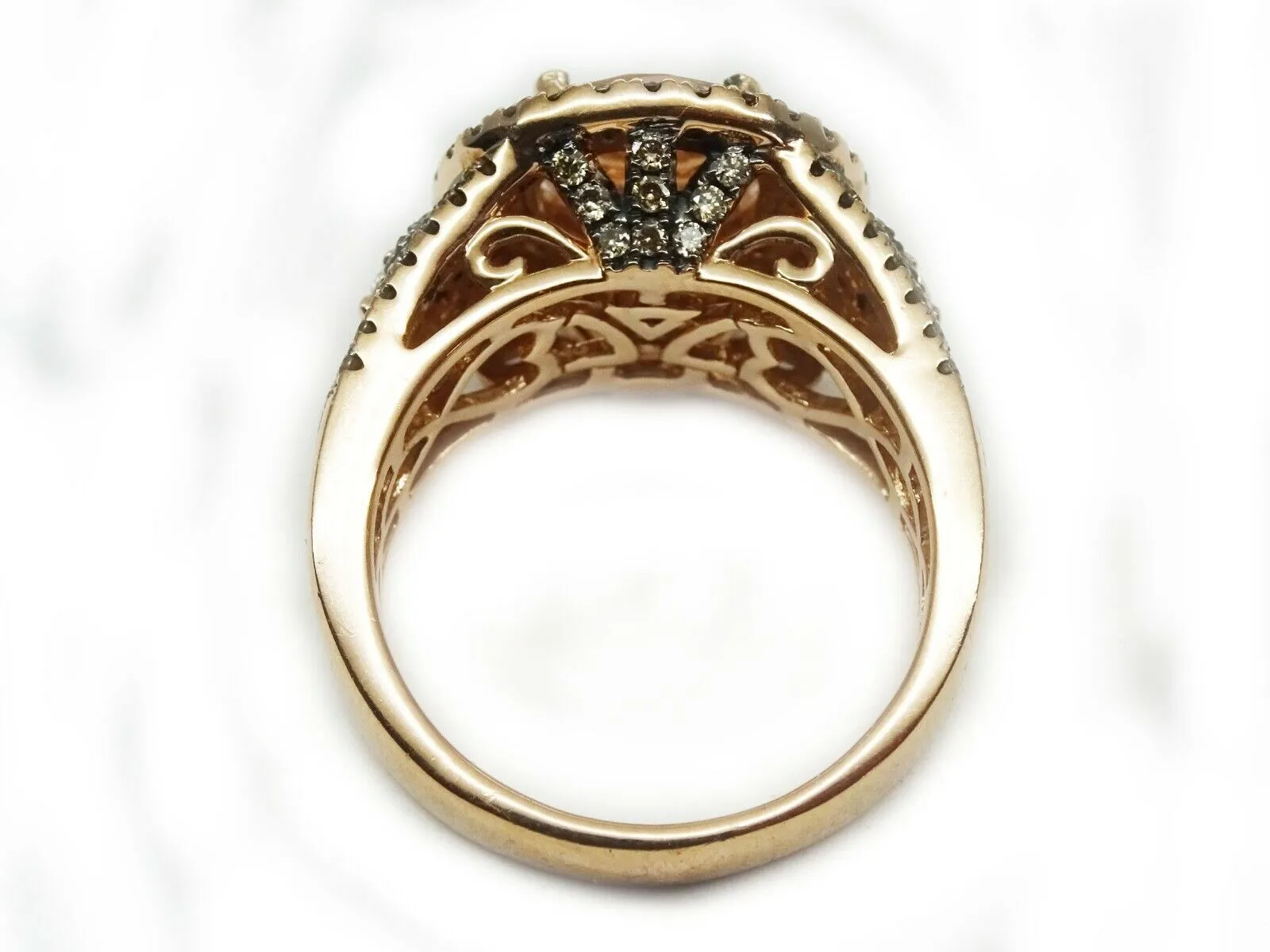 LeVian Peach Morganite & Earth Mined Diamond Ring 14k Rose Gold Size 7.25