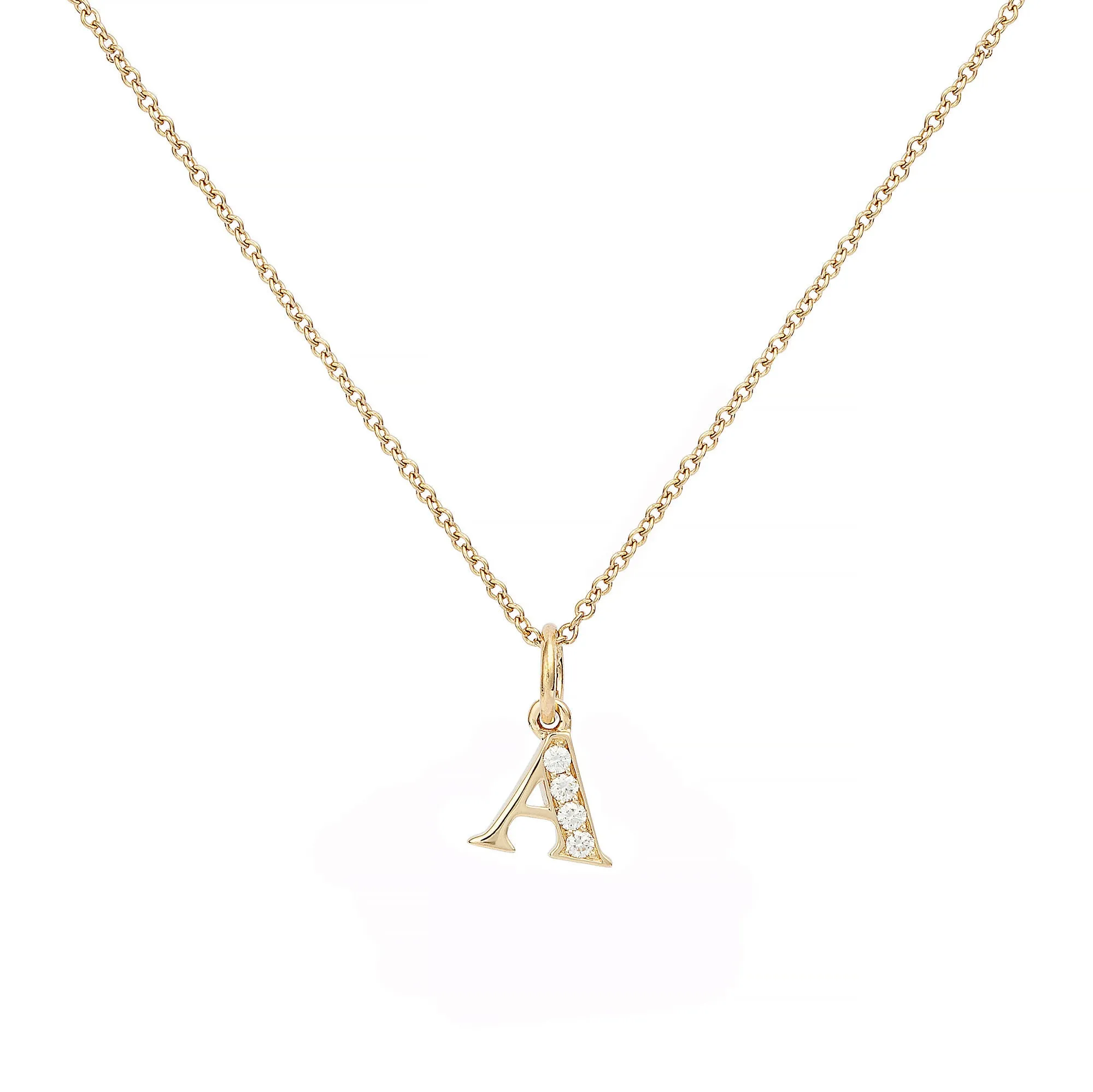 Love Letter A 18K Gold Necklace w. Diamonds