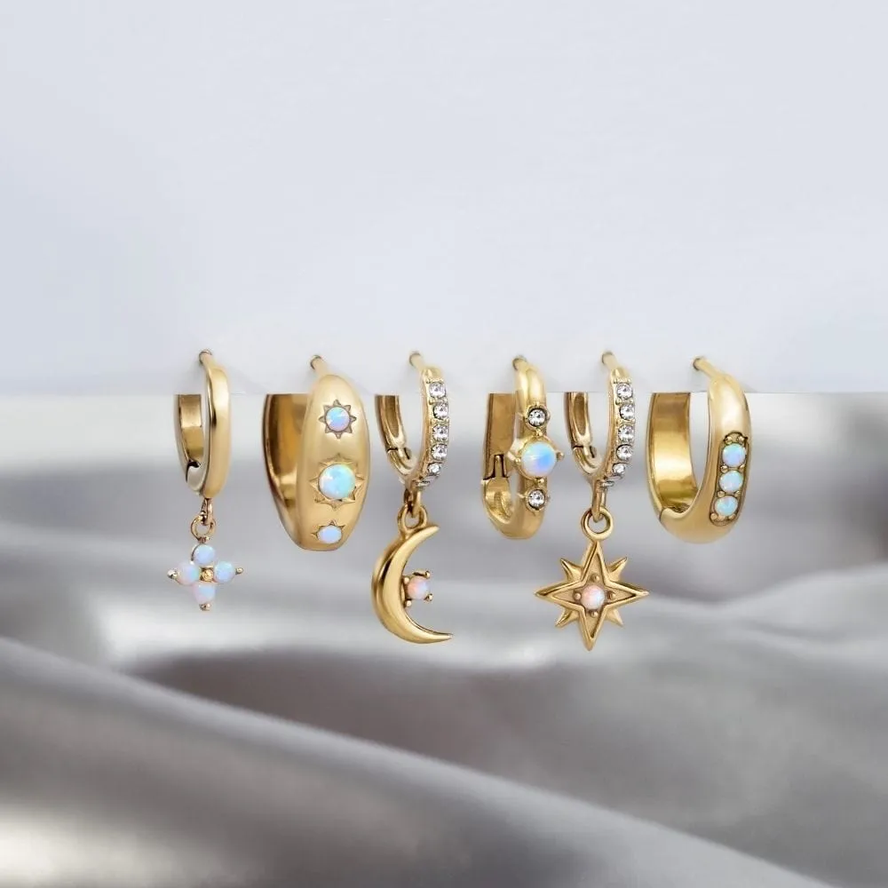 Majestic Opal Hoop Earrings