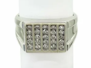 Men's 1.00ct tw Channel-Set Diamond 5-Row Grid Ring 10k White Gold JST Size 11
