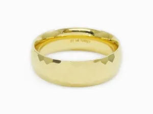 Men's 7mm Wide Hammered Finish Wedding Band Ring 14k Gold Size 10.5