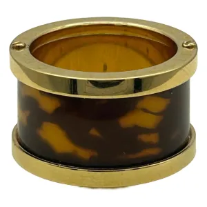 Michael Kors Gold Tone Faux Tortoise Shell Barrel Ring Size 8