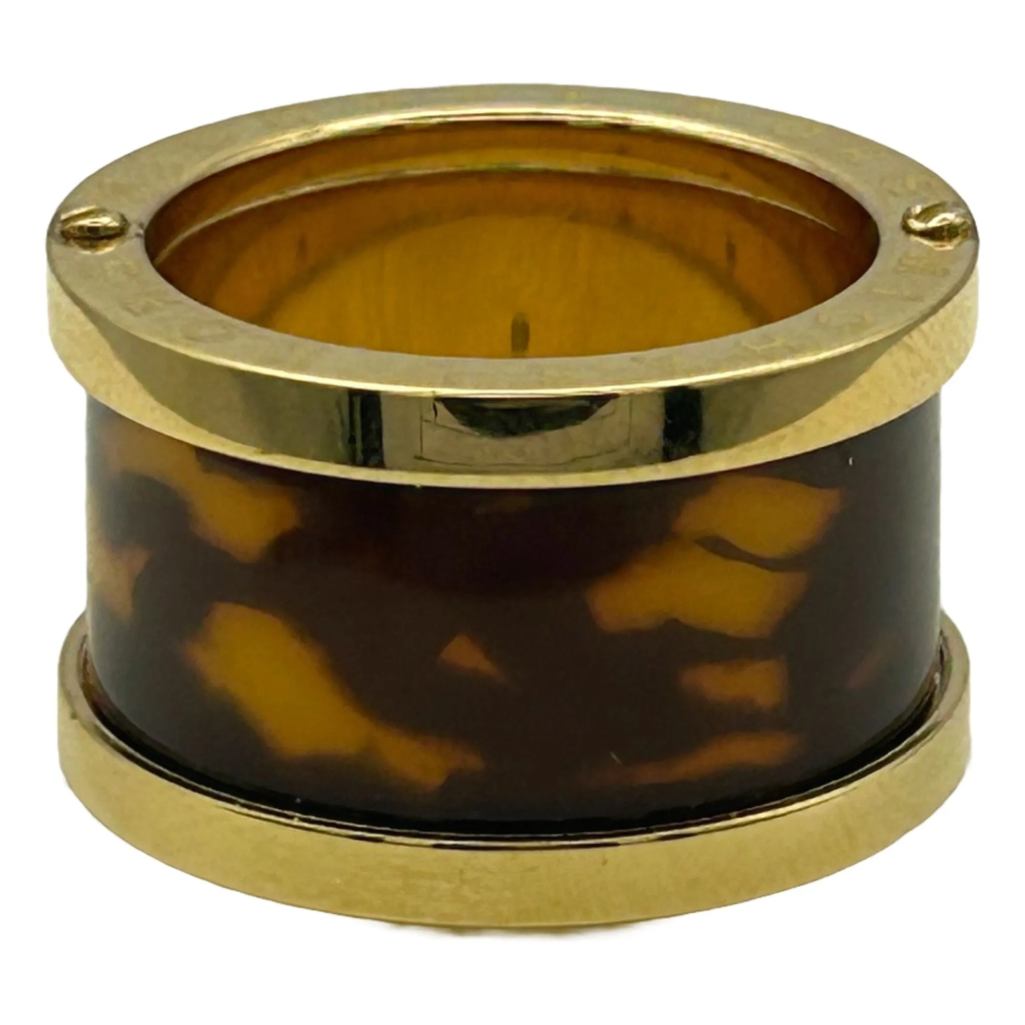 Michael Kors Gold Tone Faux Tortoise Shell Barrel Ring Size 8