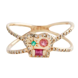 Mixed Gem Max Cage Ring